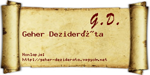 Geher Dezideráta névjegykártya